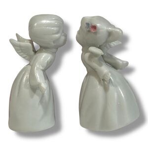 Vintage Boy & Girl Ceramic Kissing Angels Figurines 1970’s